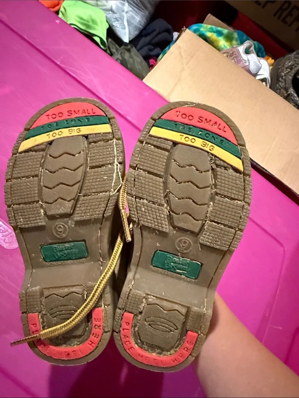 Buster Brown Tan Kids Lace-Up Boots with Yellow Laces